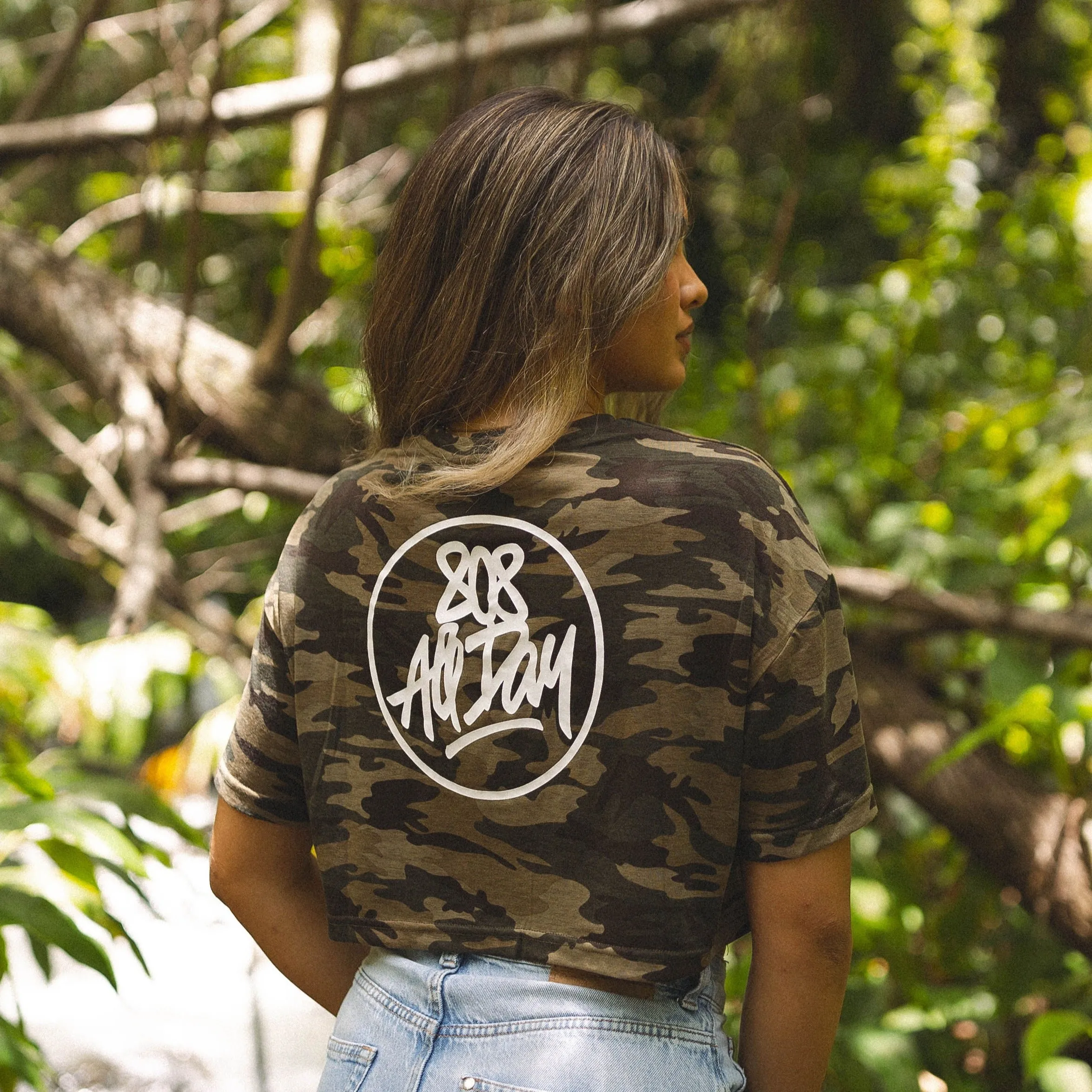 808ALLDAY Women's Camo Crop Tee