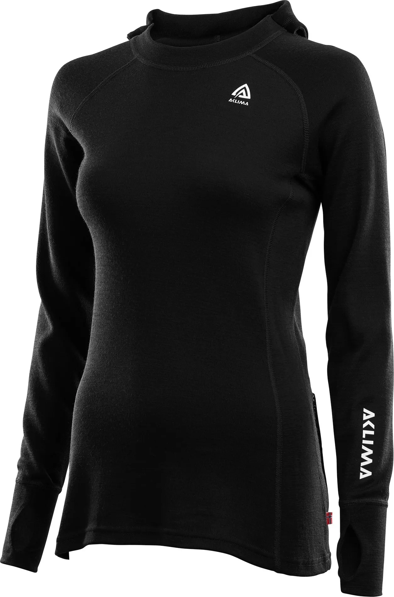 Aclima Women&#x27;s WarmWool Hood Sweater Jet Black | Buy Aclima Women&#x27;s WarmWool Hood Sweater Jet Black here | Outnorth