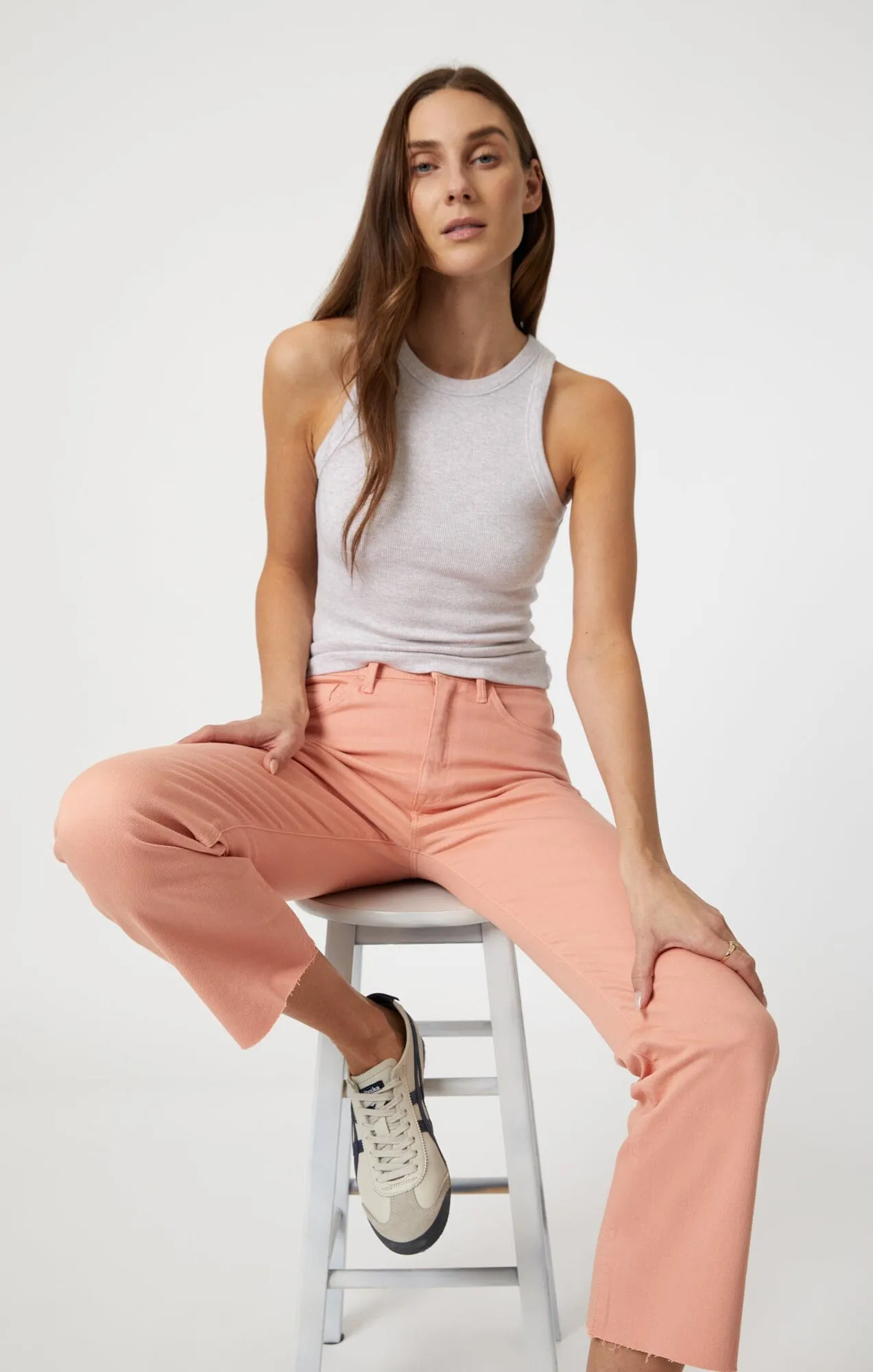 ANIKA CROP FLARE IN PEACH FUZZ FLEX BLUE