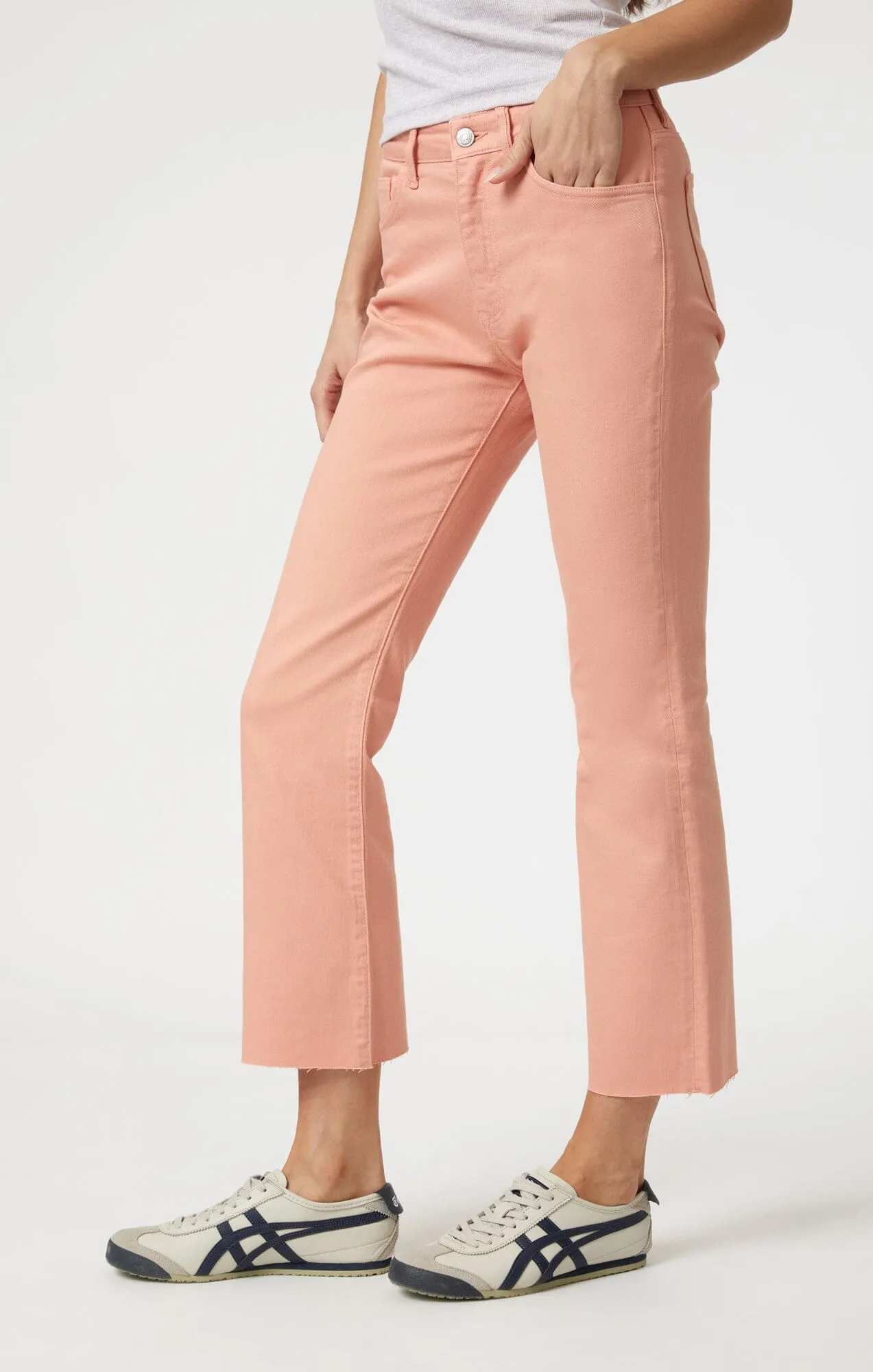 ANIKA CROP FLARE IN PEACH FUZZ FLEX BLUE