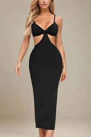 Aria Bodycon Day Maxi Dress - Classic Black