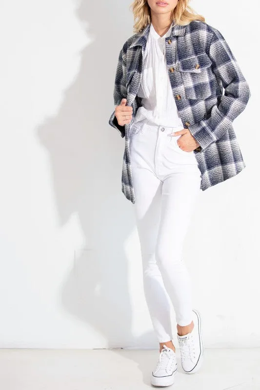 Ava Gray Plaid Flannel Shacket