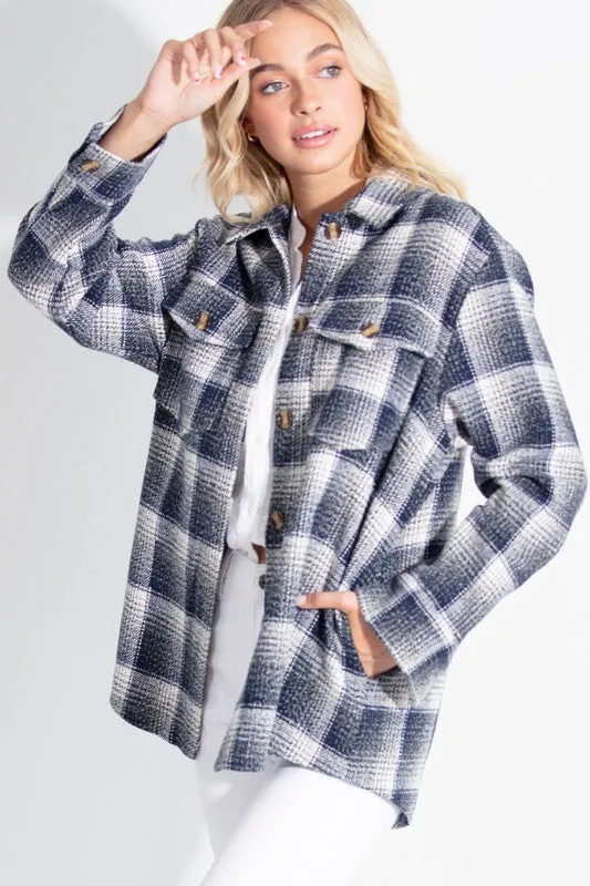 Ava Gray Plaid Flannel Shacket