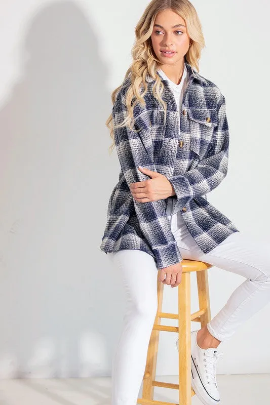 Ava Gray Plaid Flannel Shacket