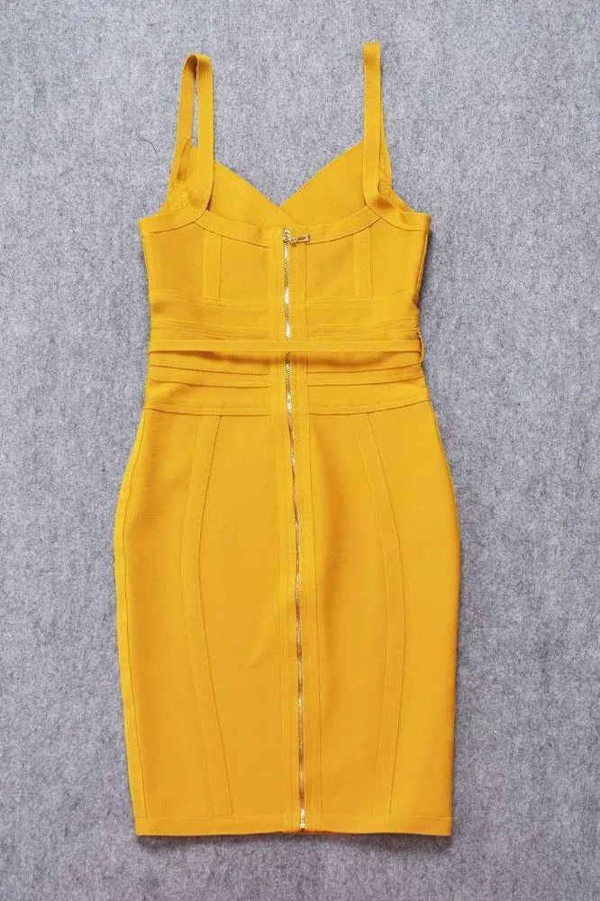 Bek Bandage Dress - Mustard Yellow