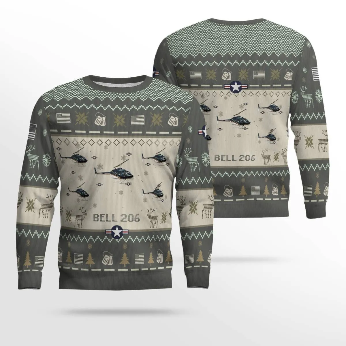 Bell 206_Aircraft Ugly Sweater, Ugly Sweater Christmas Shirt for Men Dad Veteran