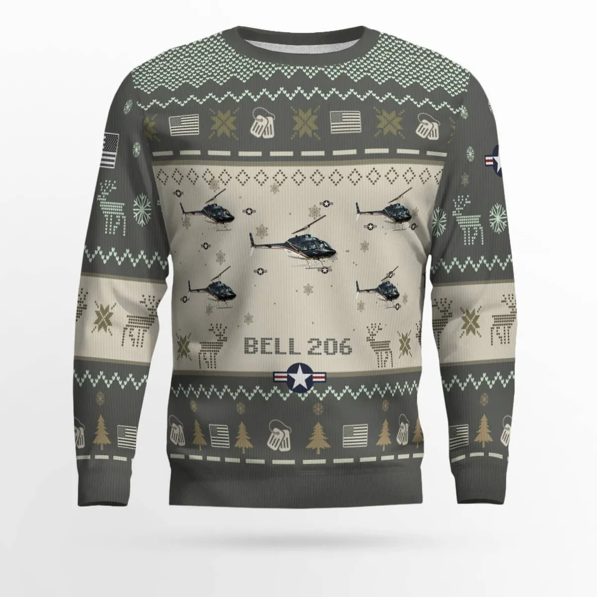 Bell 206_Aircraft Ugly Sweater, Ugly Sweater Christmas Shirt for Men Dad Veteran