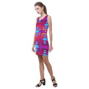 Big Pattern Fire Colors and Sky Moon Shadow IkstsÃ­miwa Vest Dress