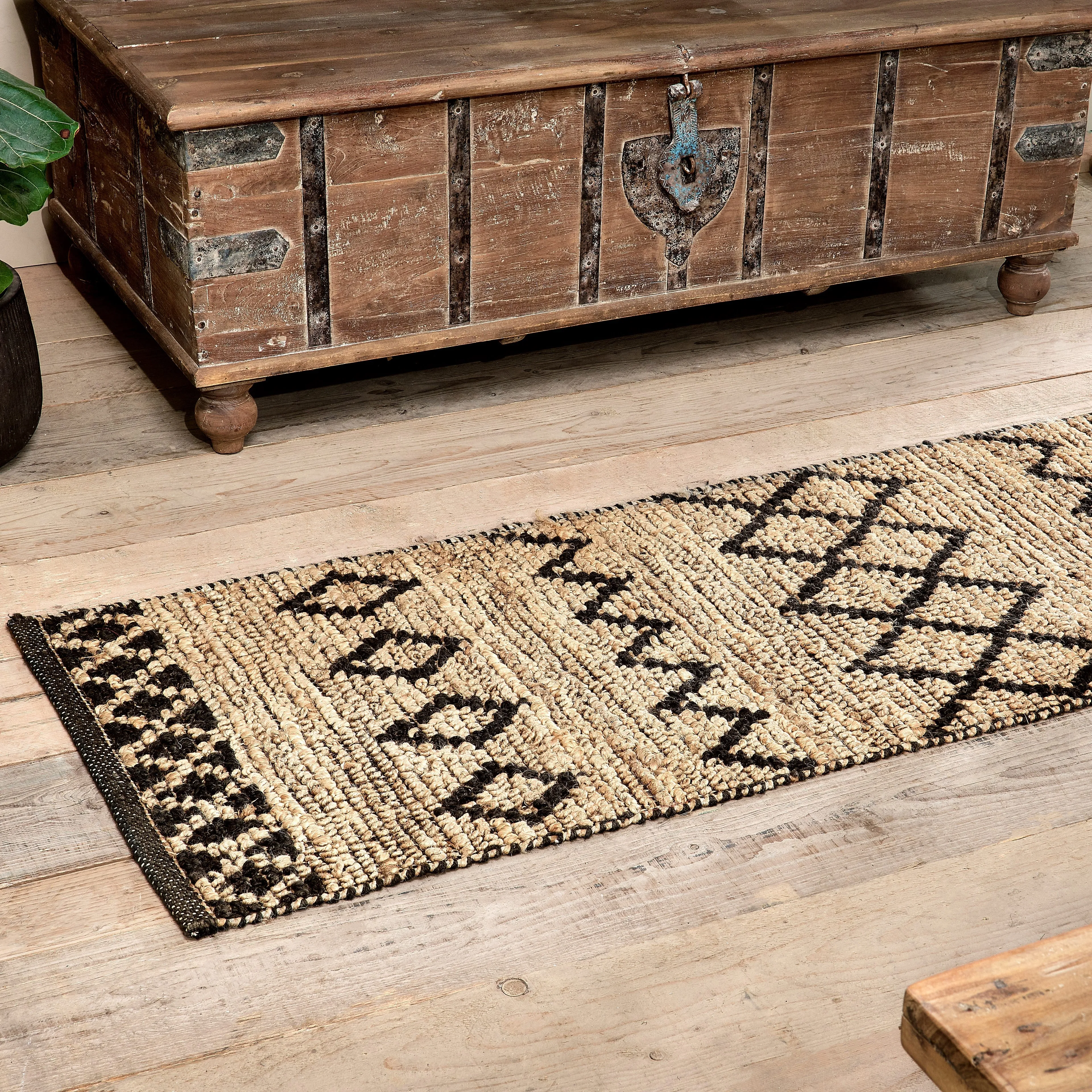 Black and Natural Eco Jute Rug - Various Size Options