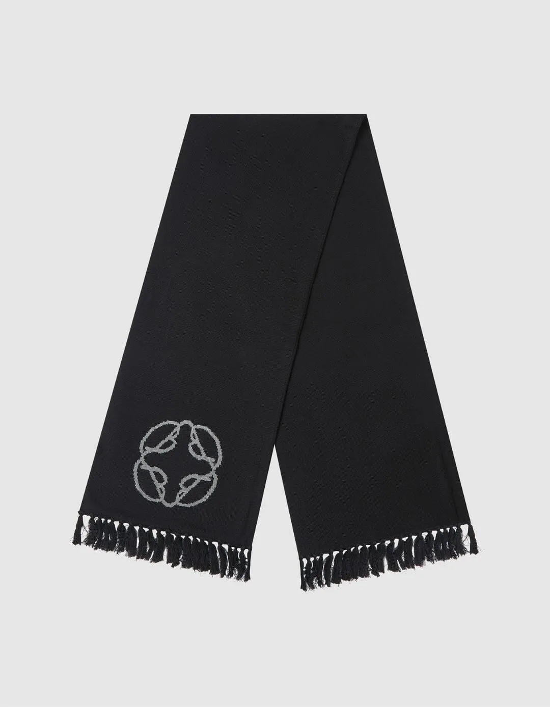 Black Intarsia Knit Scarf