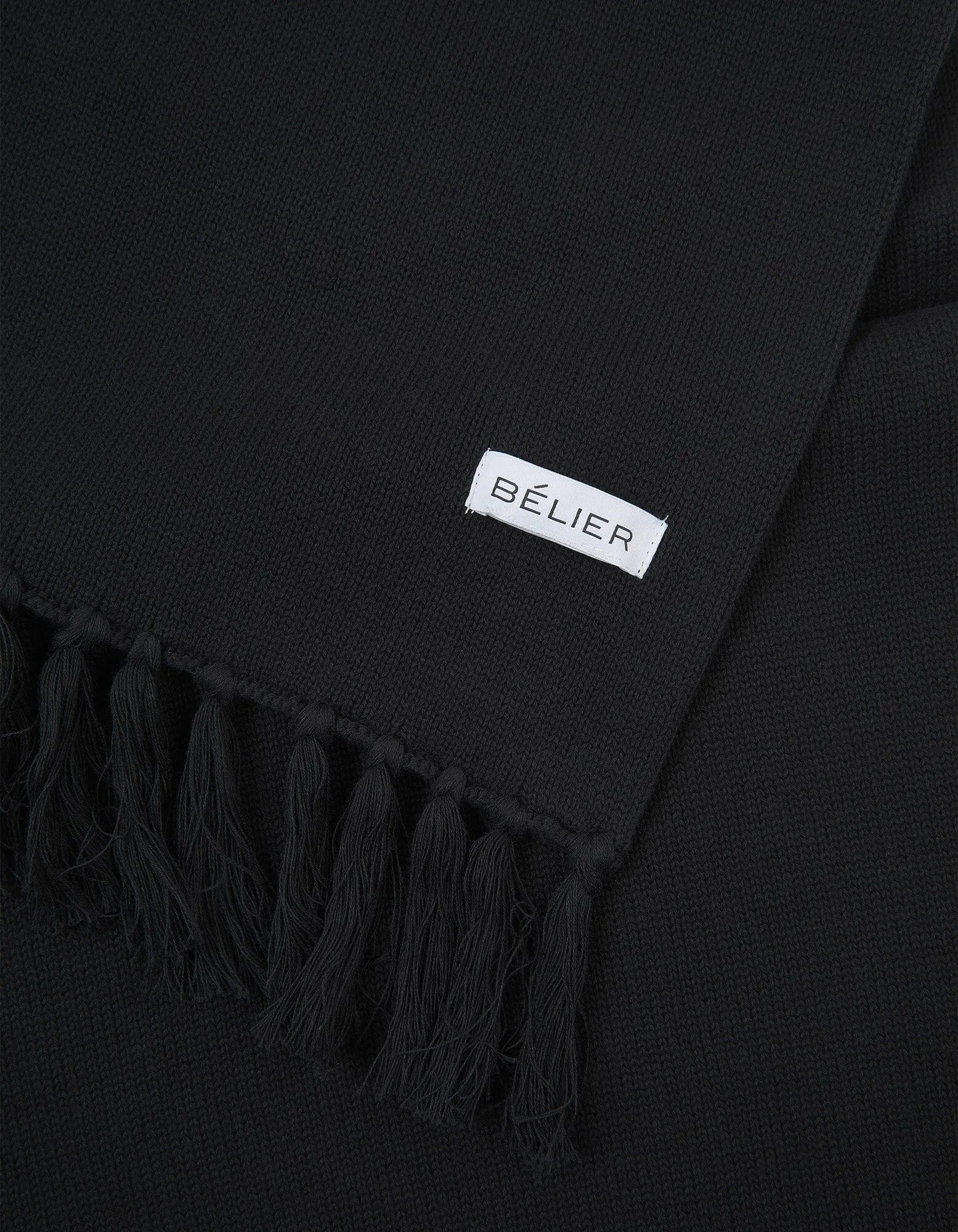 Black Intarsia Knit Scarf