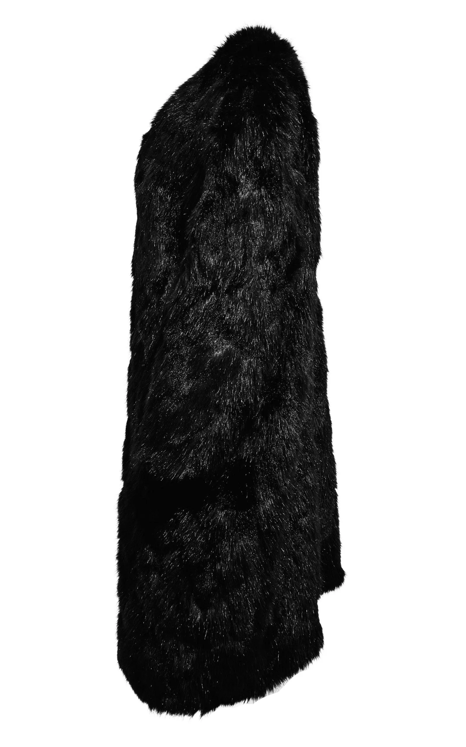 Black Oversized Faux Fur Coat