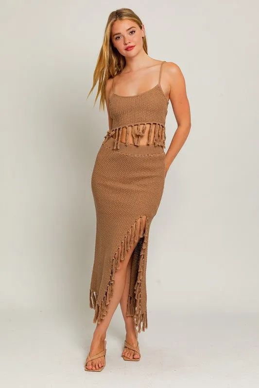 Bohemian Tassel Midi Skirt