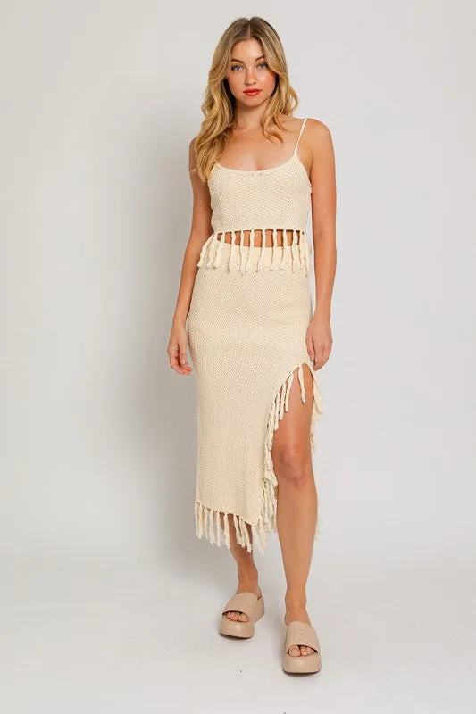 Bohemian Tassel Midi Skirt