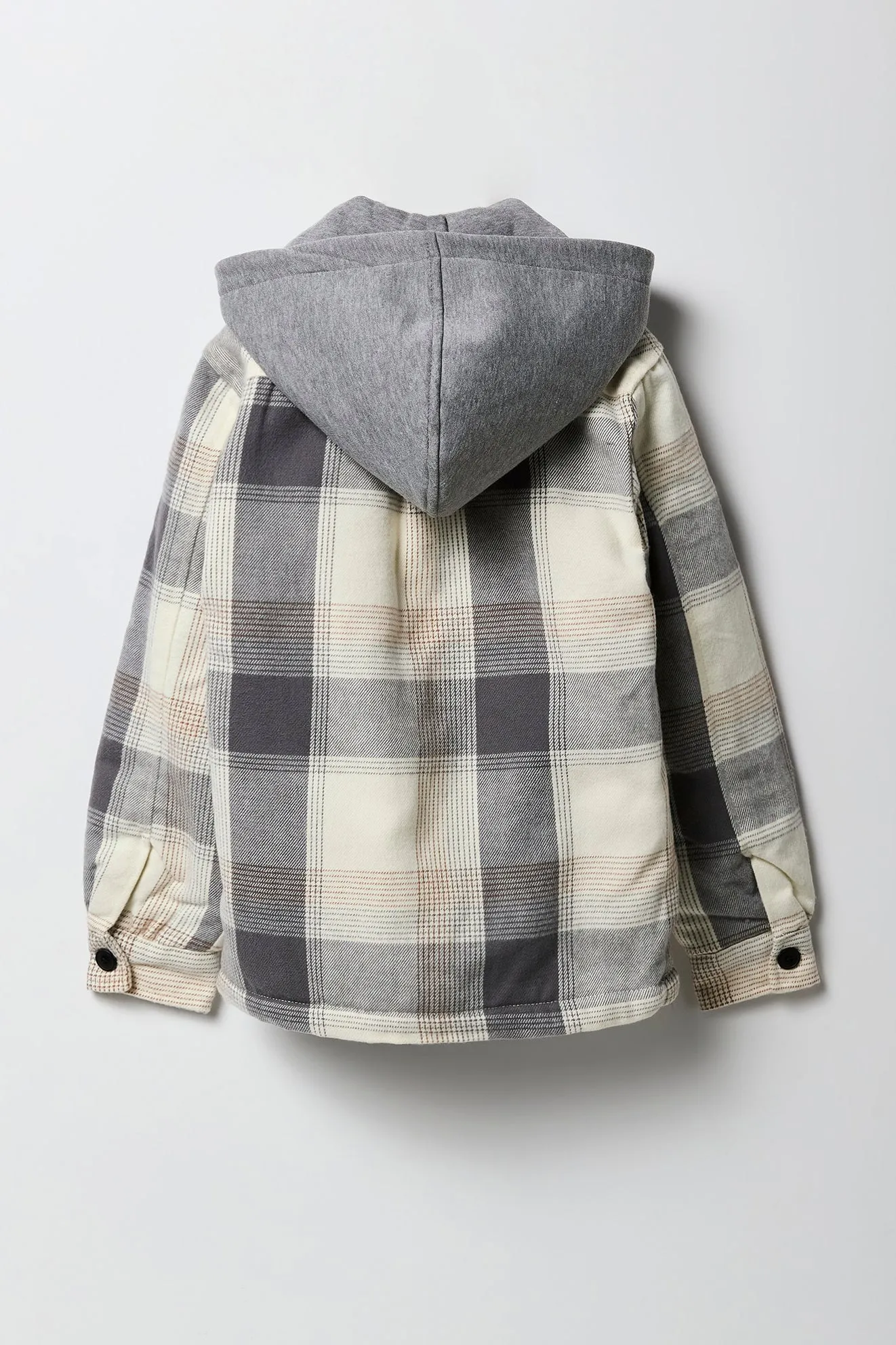 Boys Plaid Hooded Shacket