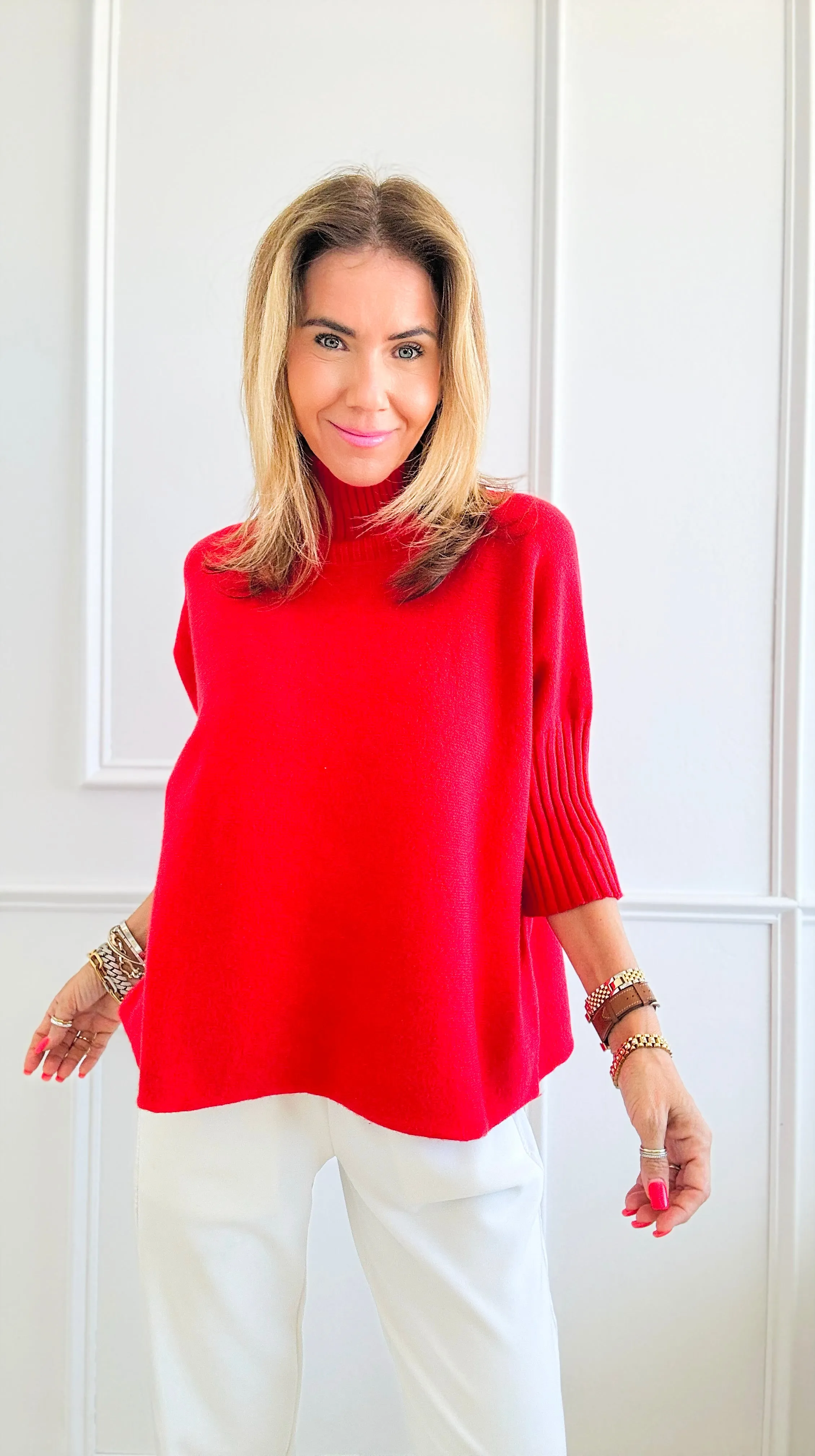 Break Free Italian Sweater Top - Red