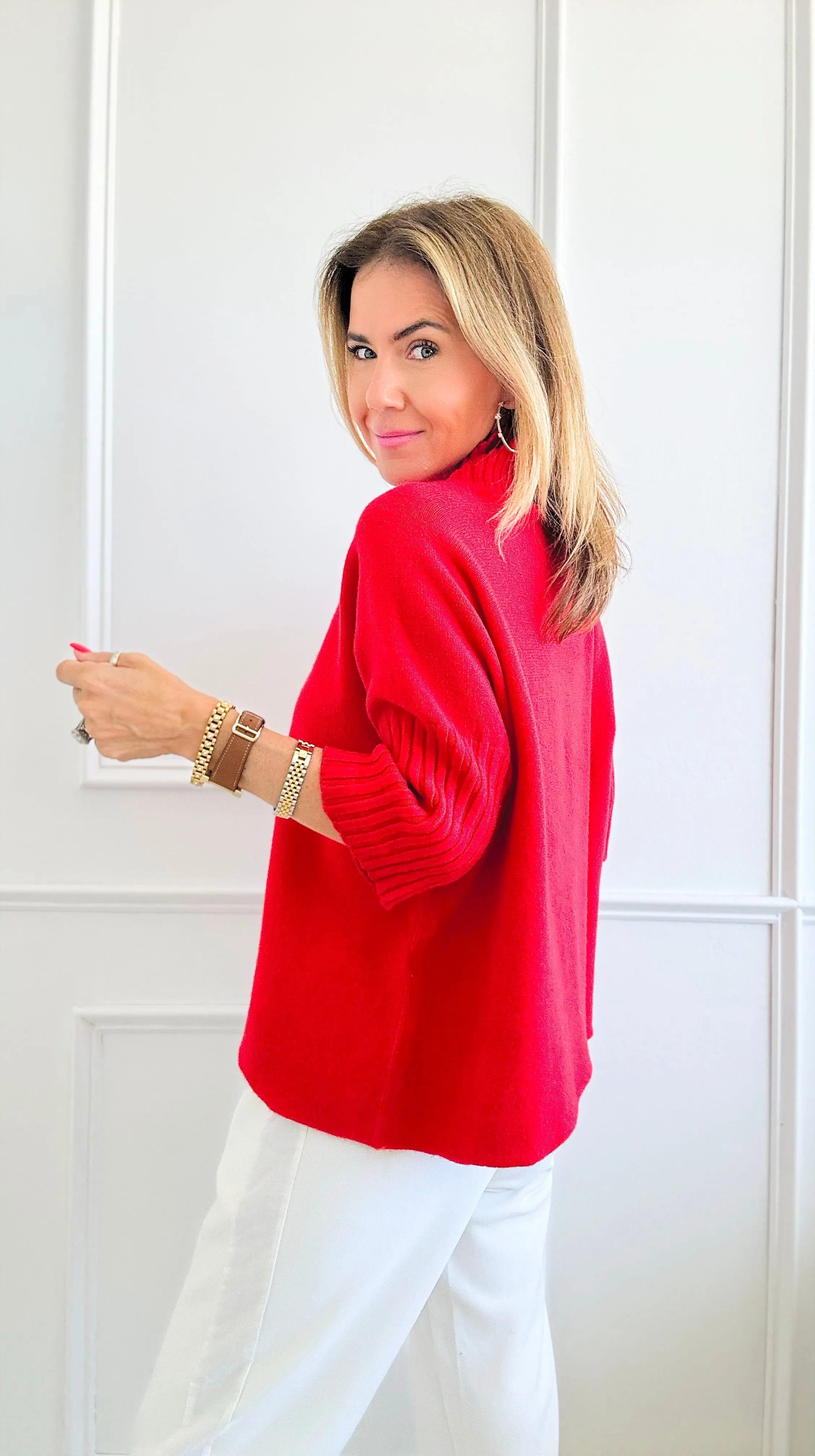 Break Free Italian Sweater Top - Red