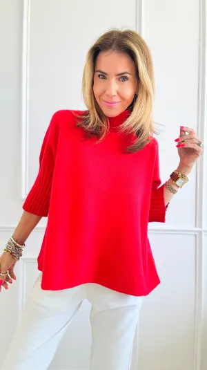 Break Free Italian Sweater Top - Red