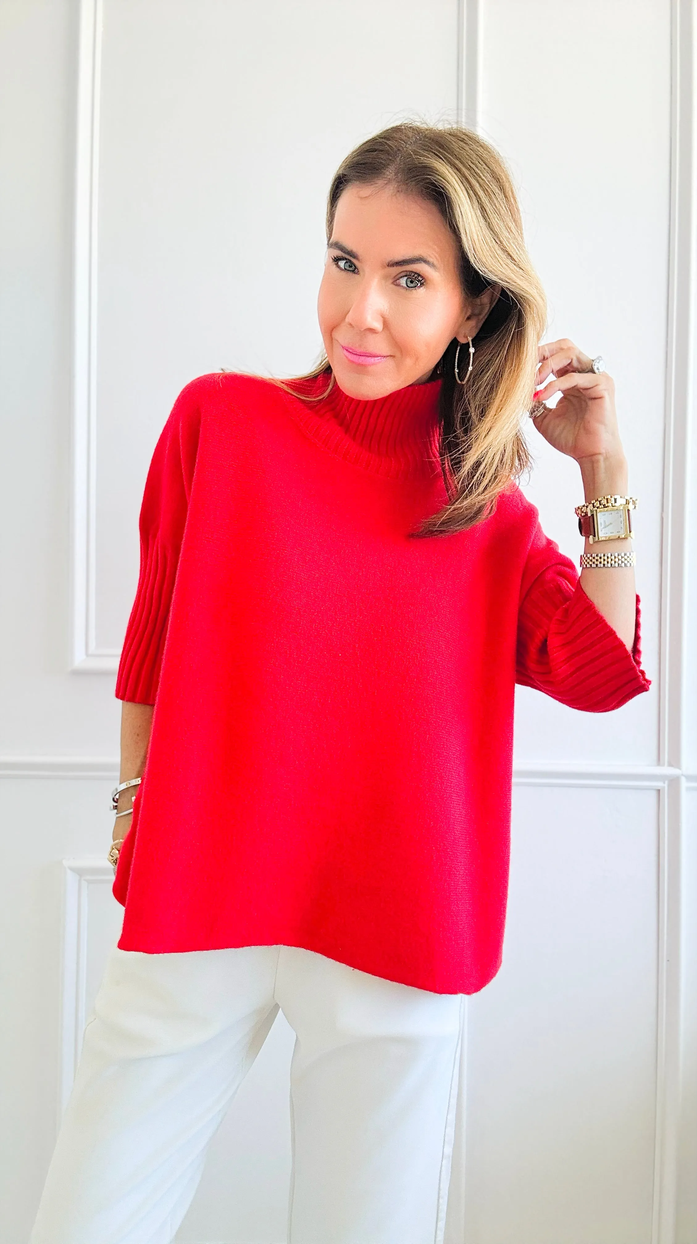 Break Free Italian Sweater Top - Red