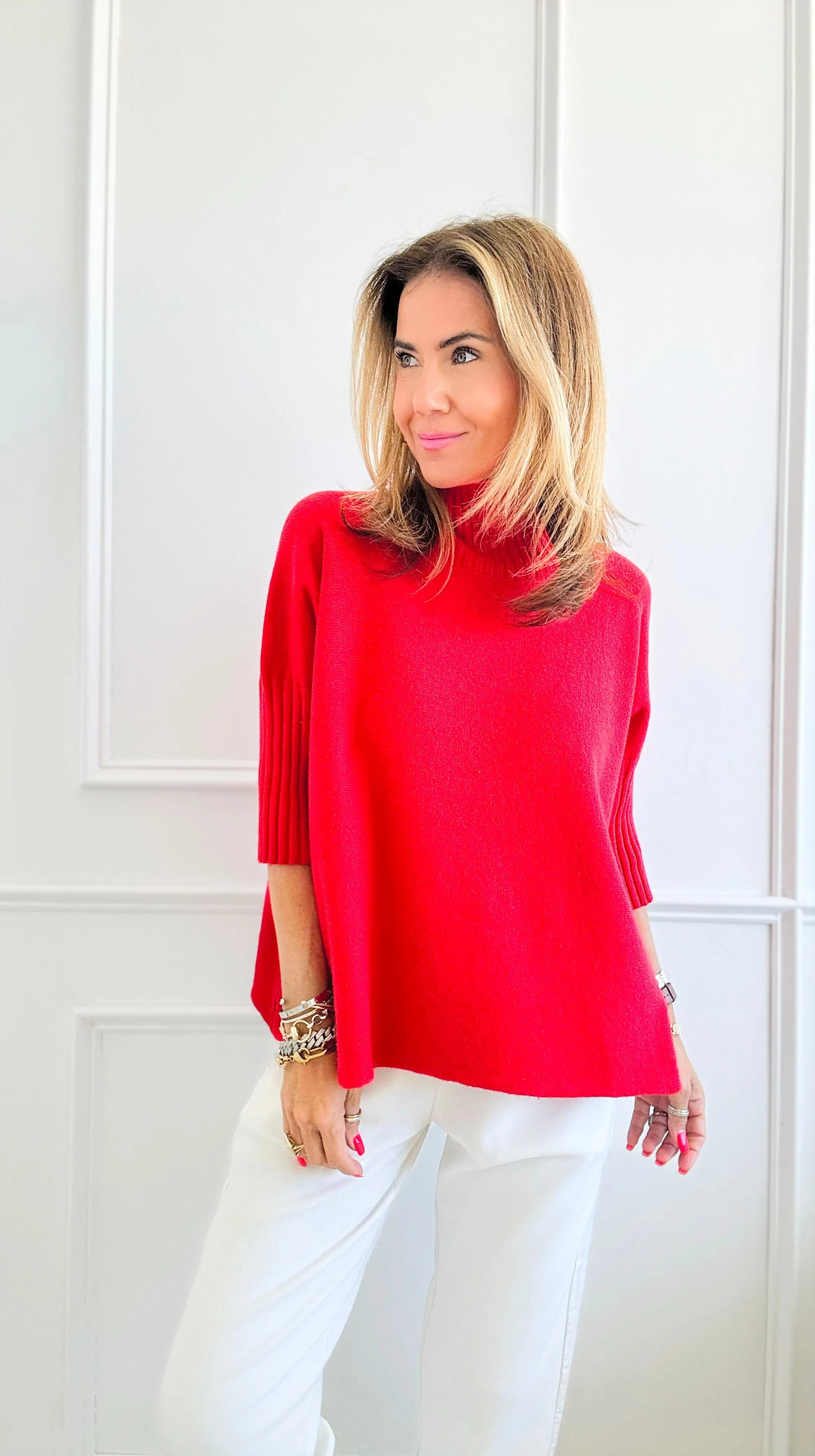 Break Free Italian Sweater Top - Red