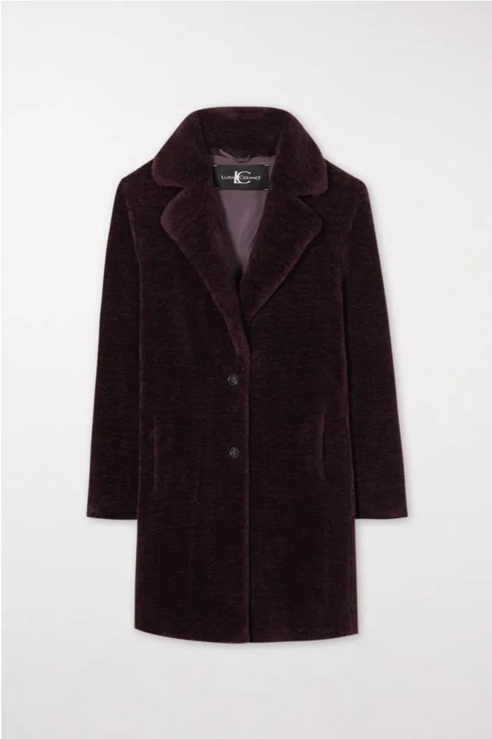 Burgundy Faux Fur Coat