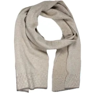 Cable Knit Cashmere Blend Scarf - Beige/Brown