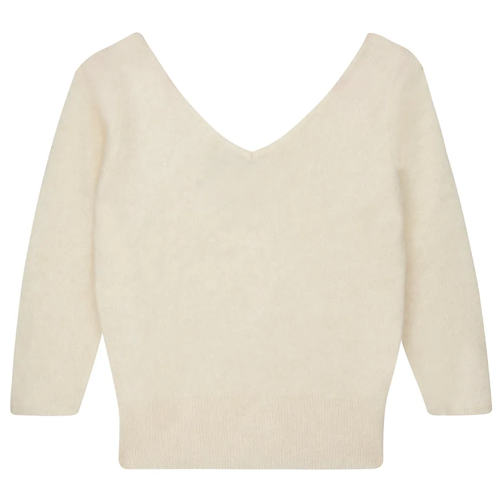 Cashmere Brushed Vee in Cream