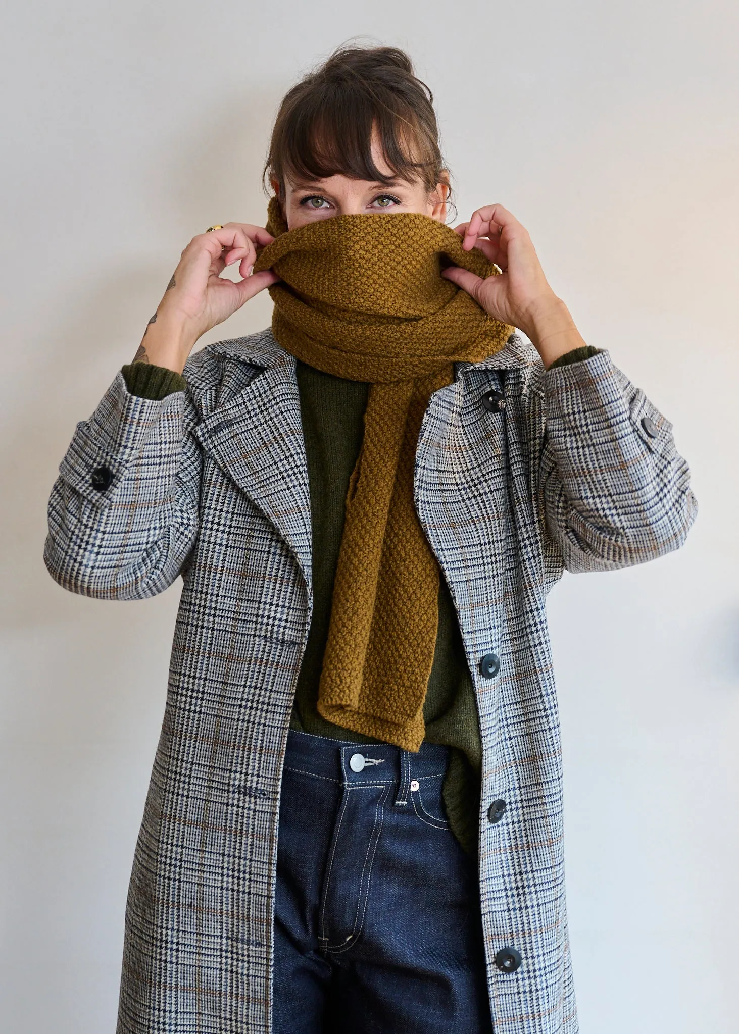 Cashmere Wool Mix Moss Stitch Scarf