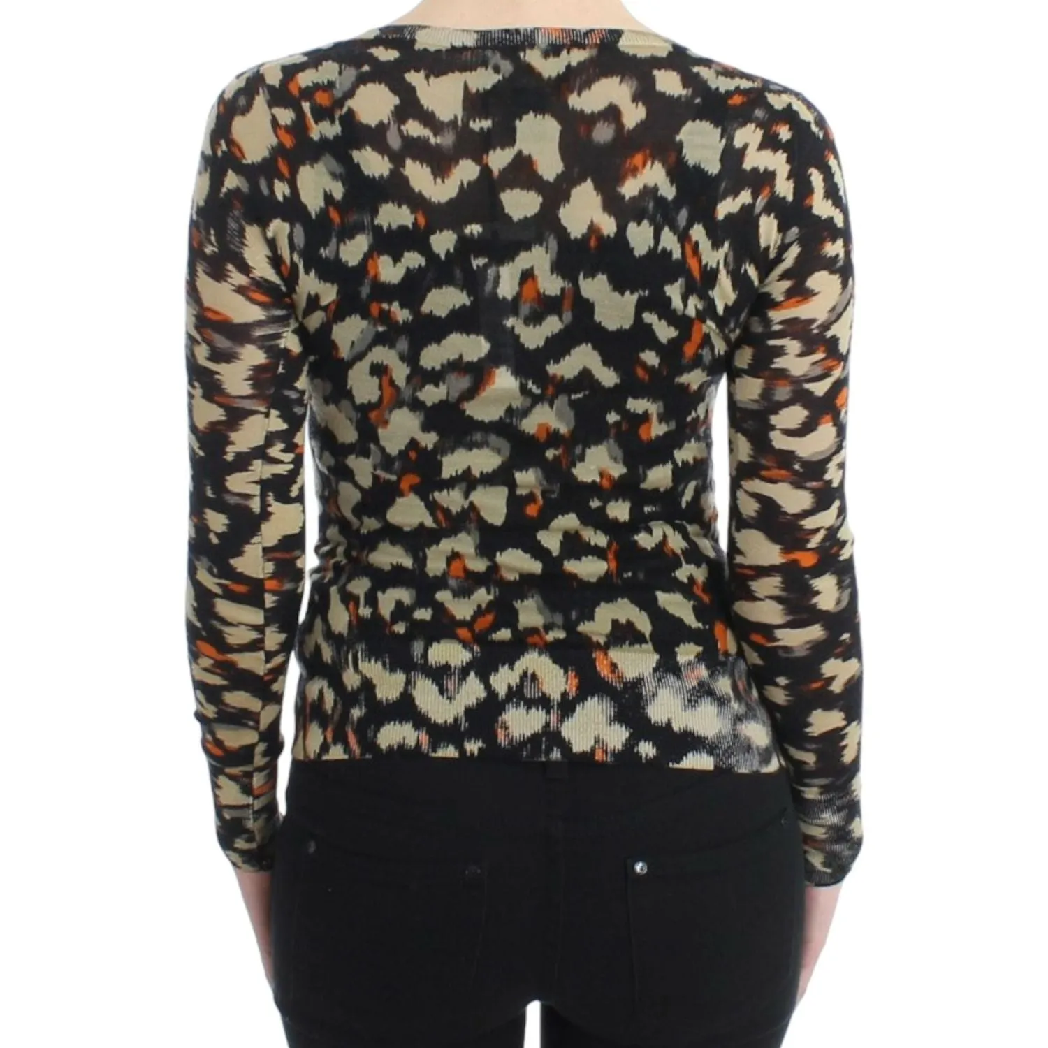 Cavalli Elegant Multicolor V-Neck Wool Jumper