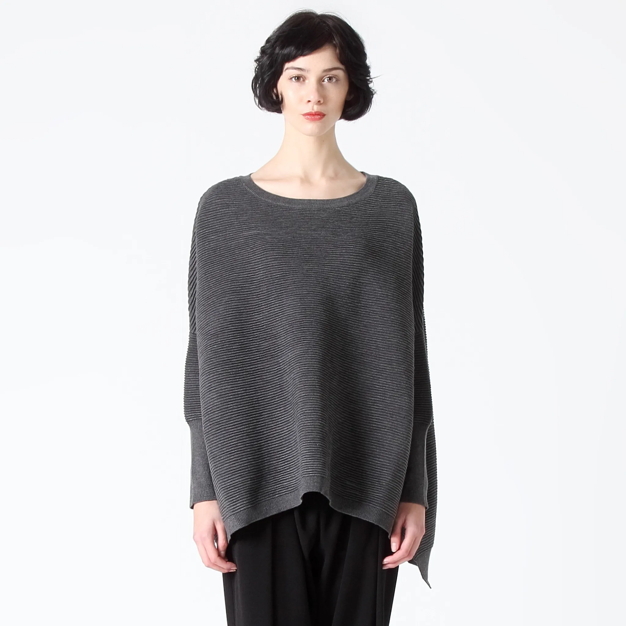 Charcoal Oversized Ribbed Jumper