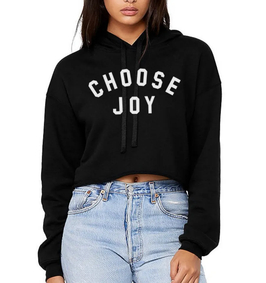 CHOOSE JOY Women's Crop Hoodie - Black