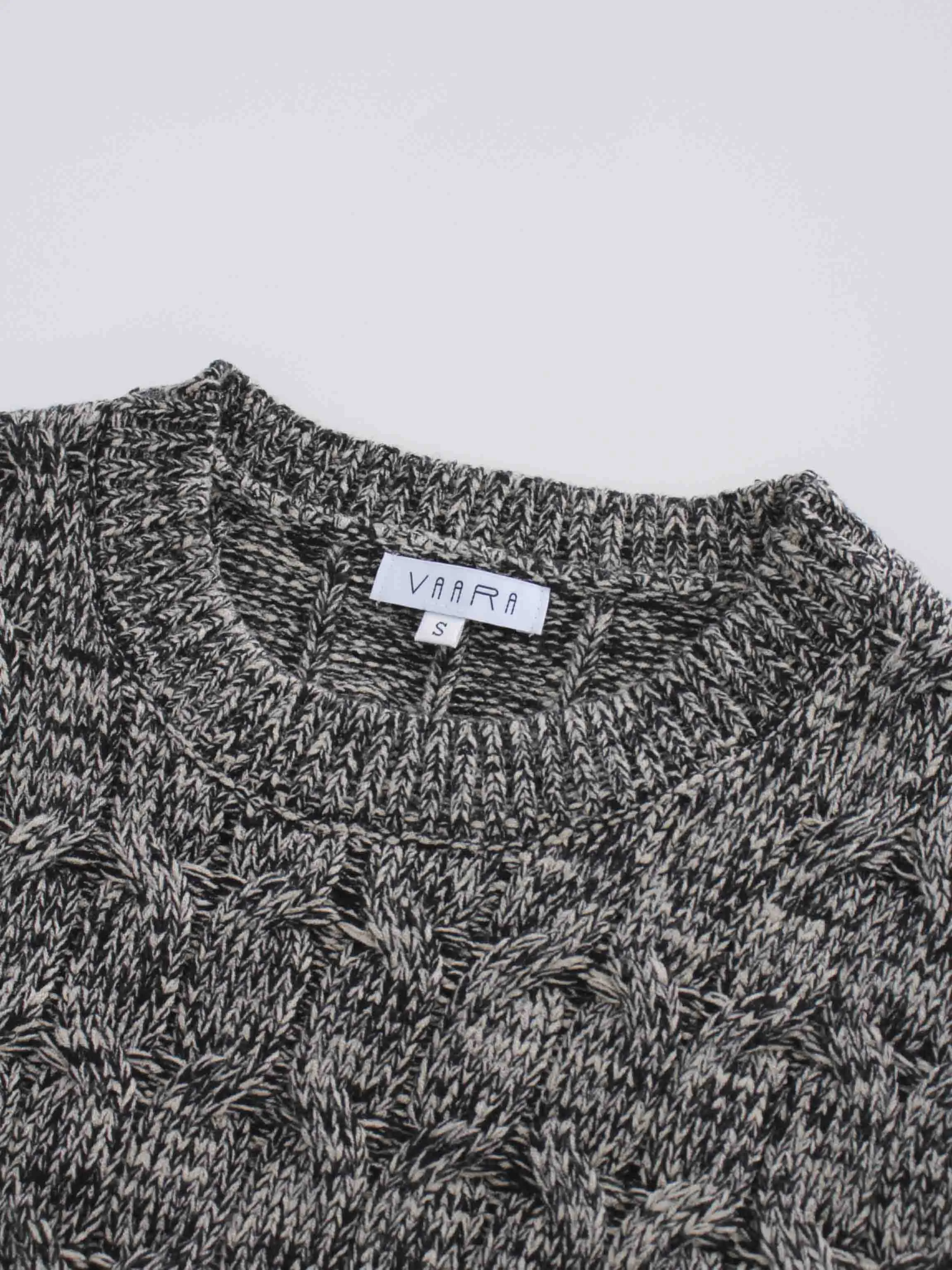 Chunky Heathered Cable sweater-Black/Tan