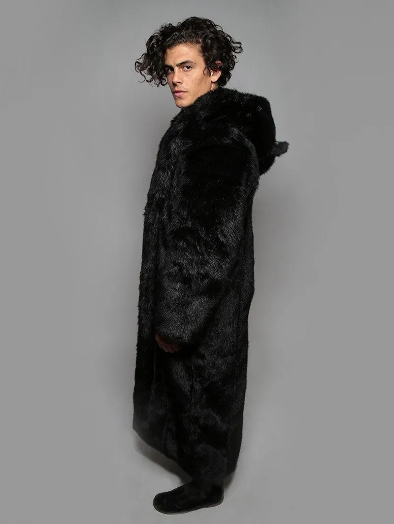 Classic Men's Long Faux Fur Coat | Black Panther