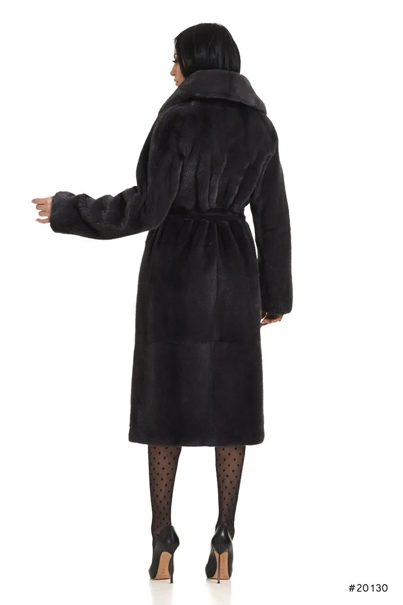 Classy mink fur coat with belt