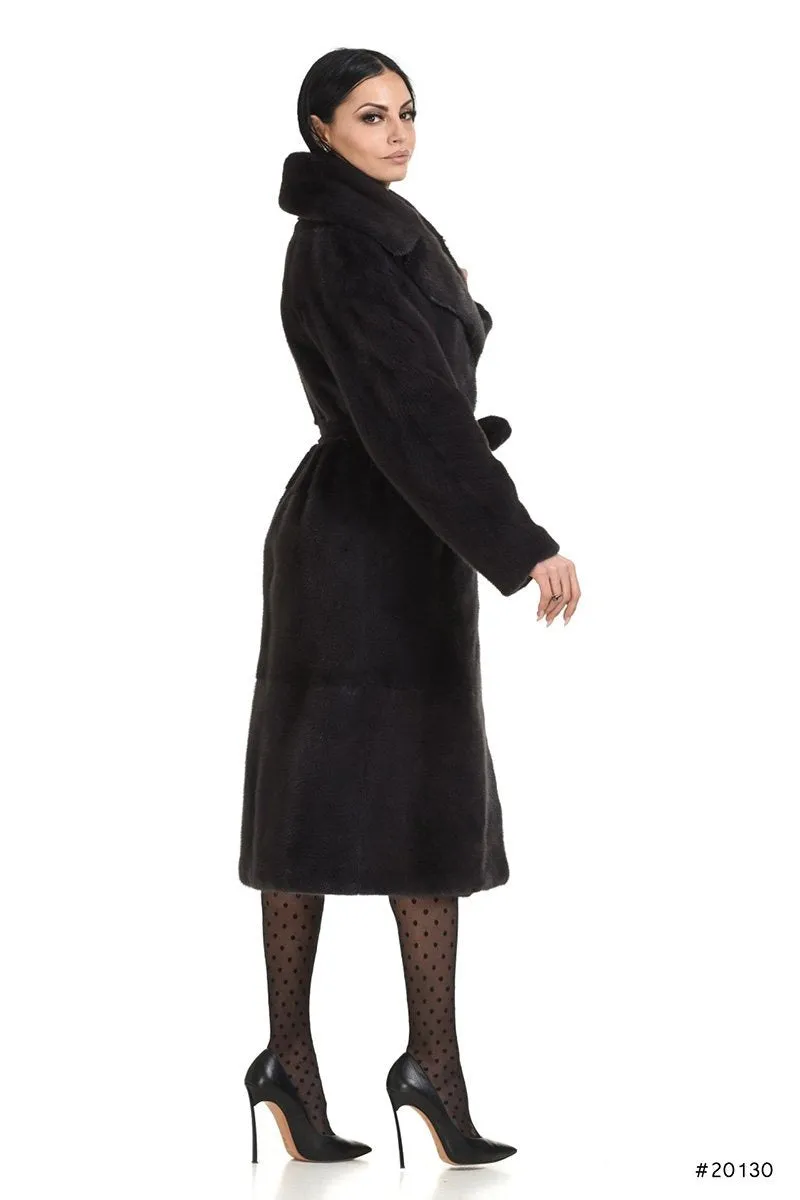 Classy mink fur coat with belt