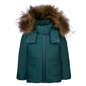 coat down with fur - teal