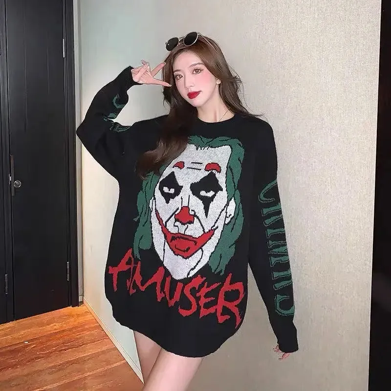 Cotton Style Joker Face Couple Sweater