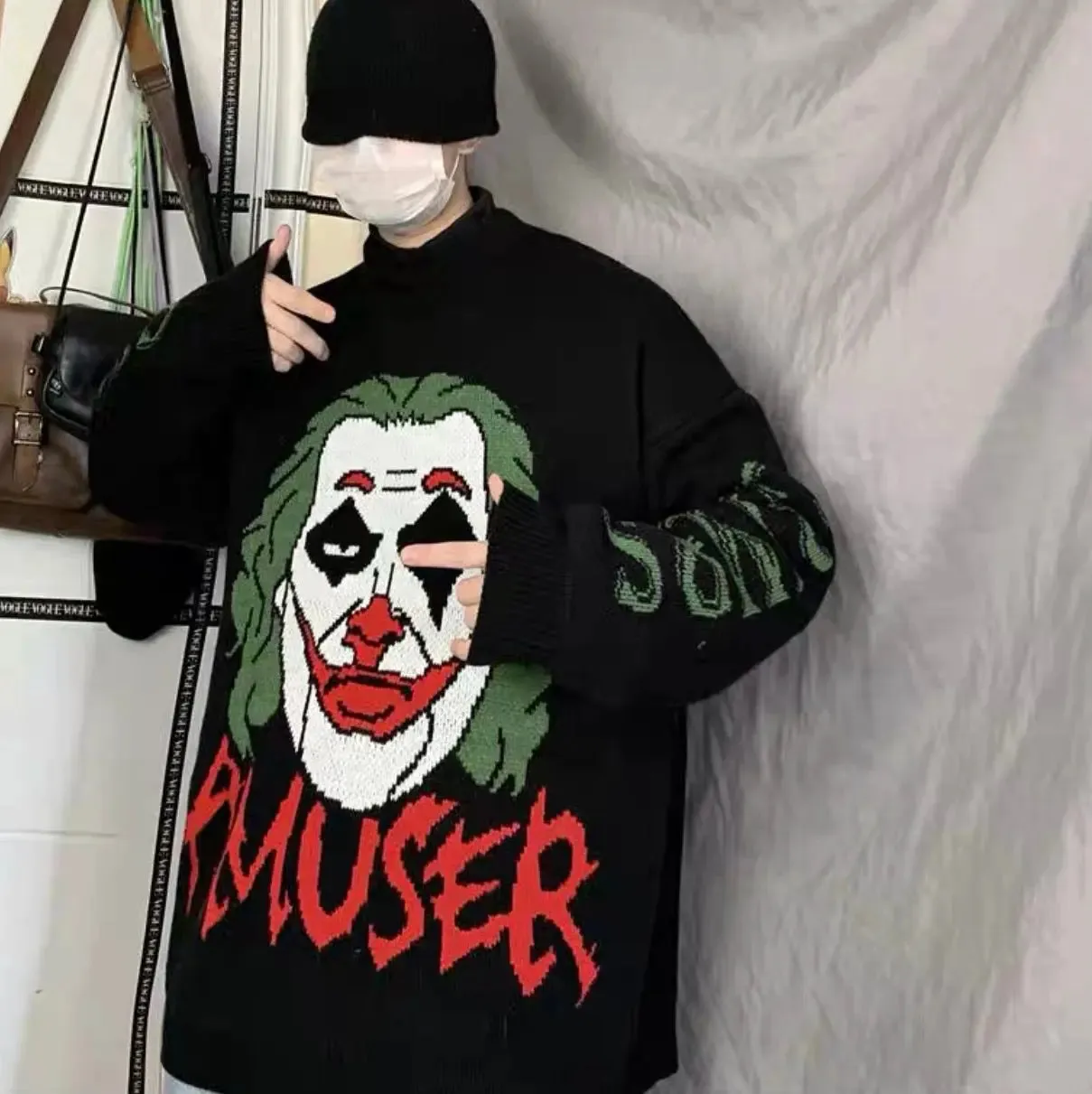 Cotton Style Joker Face Couple Sweater