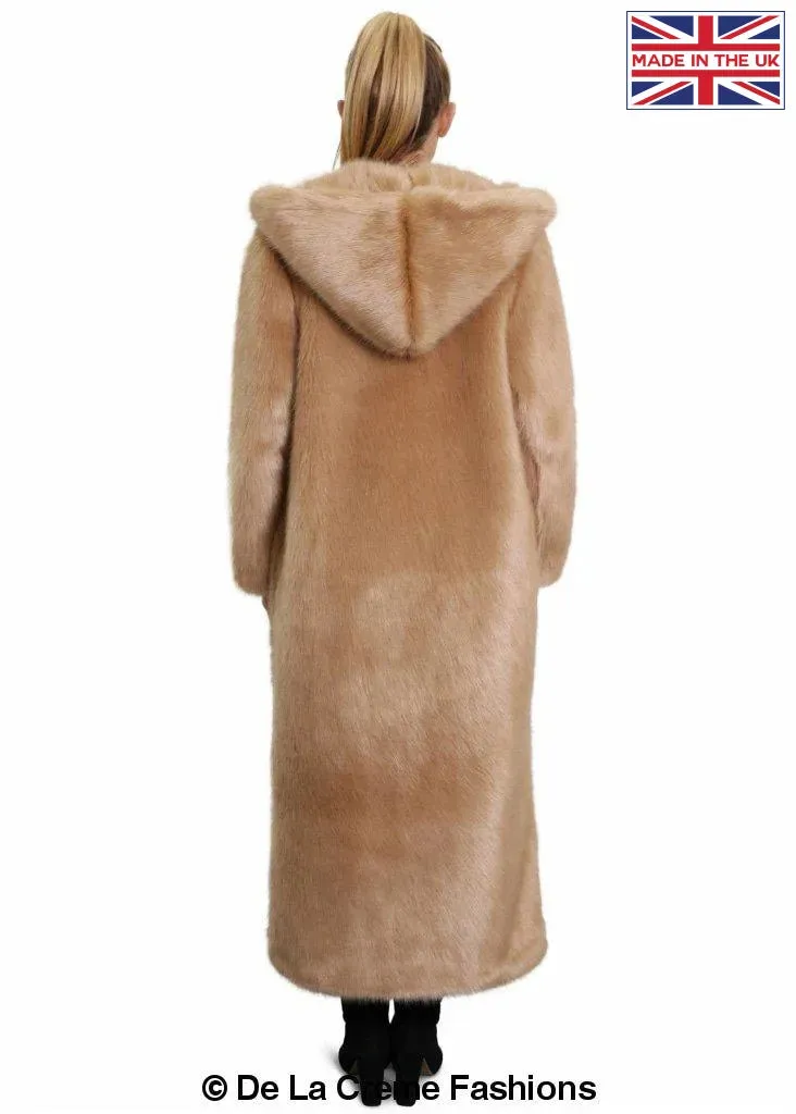 De La Creme - Womens Iconic Faux Fur Hooded Long Coat