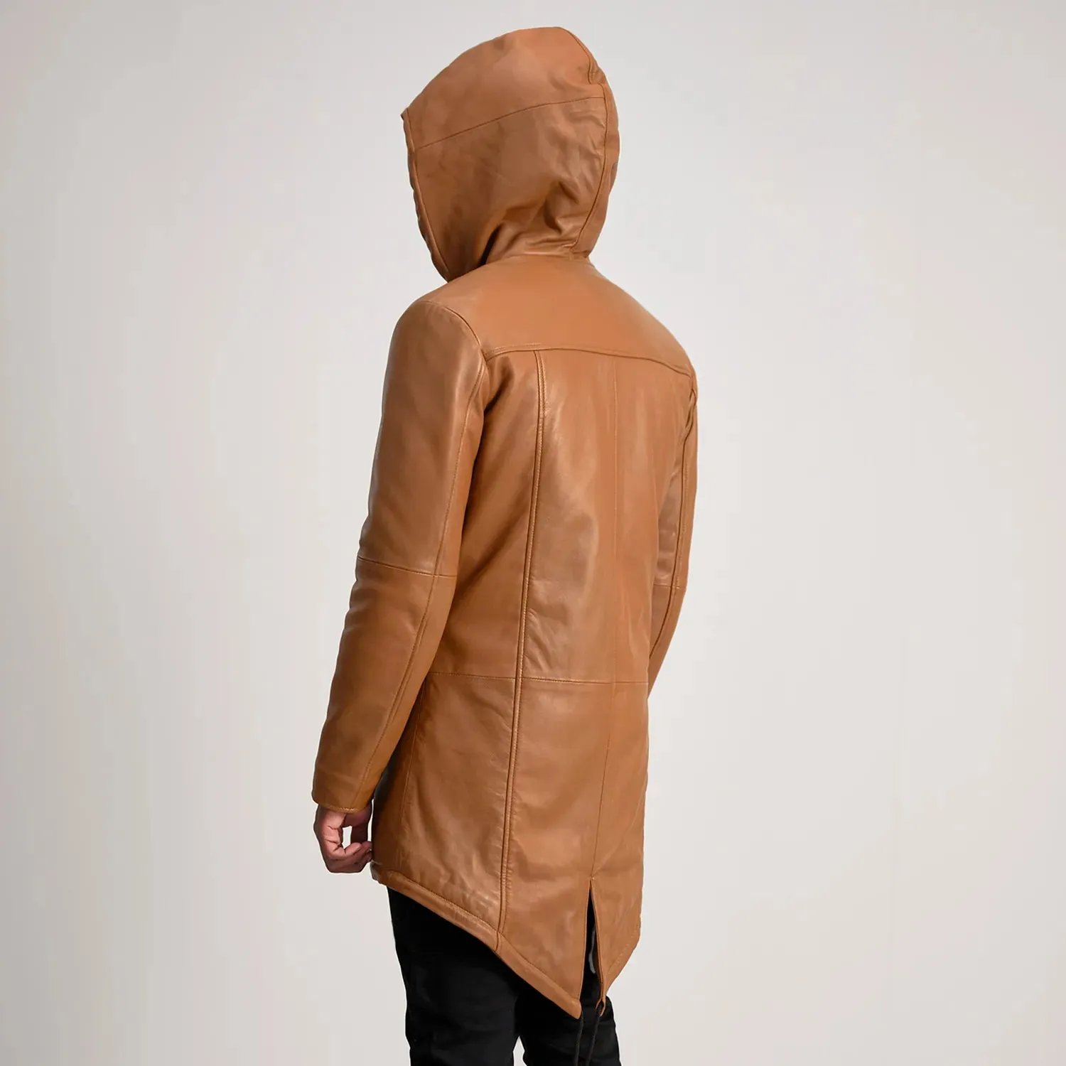 Delvin Tan Leather Parka