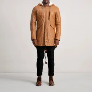 Delvin Tan Leather Parka