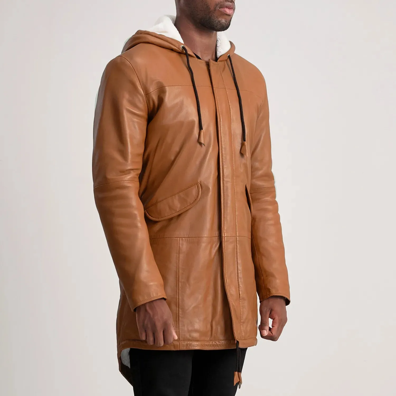 Delvin Tan Leather Parka