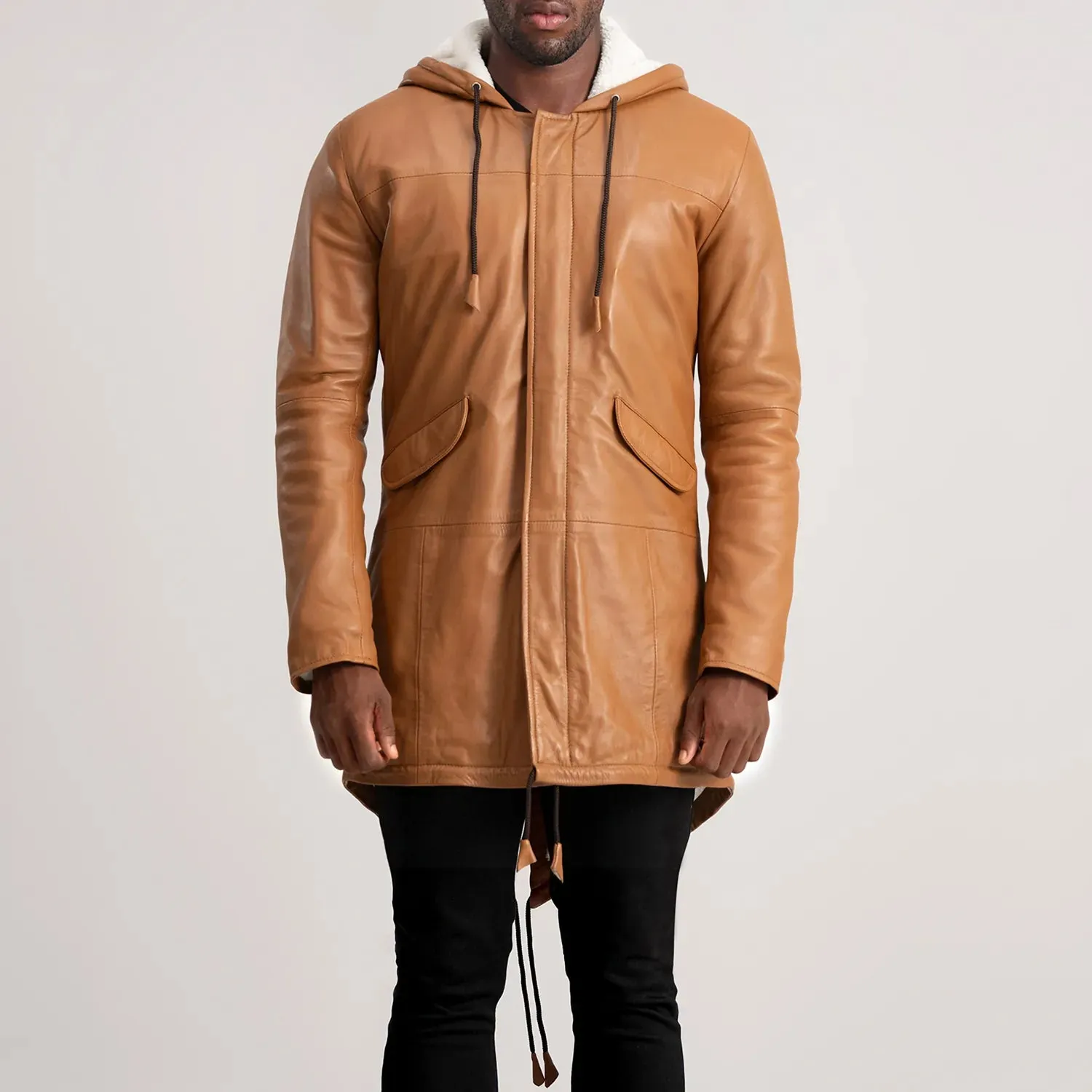 Delvin Tan Leather Parka