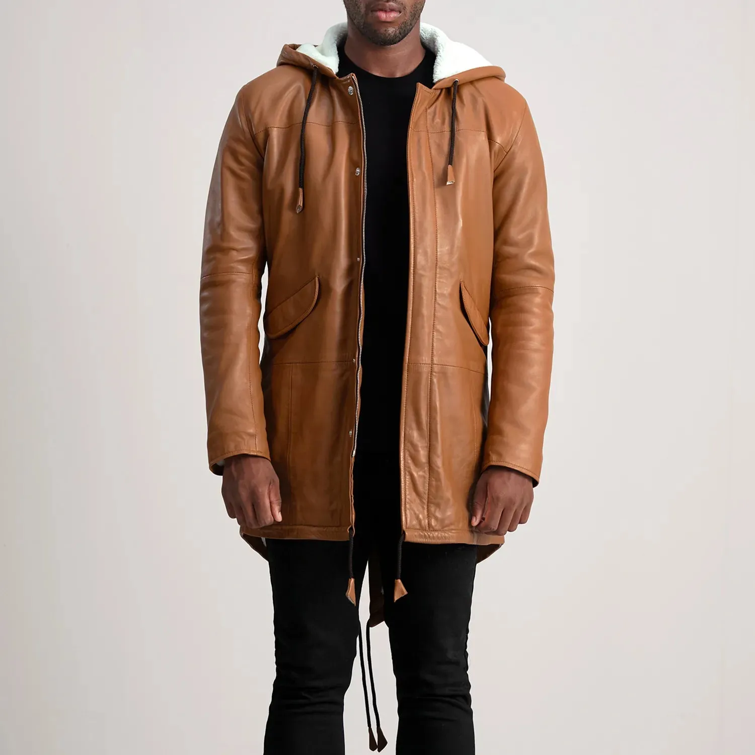 Delvin Tan Leather Parka