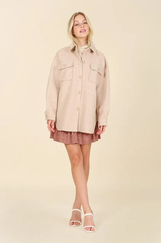 Diana Light beige shacket with pockets