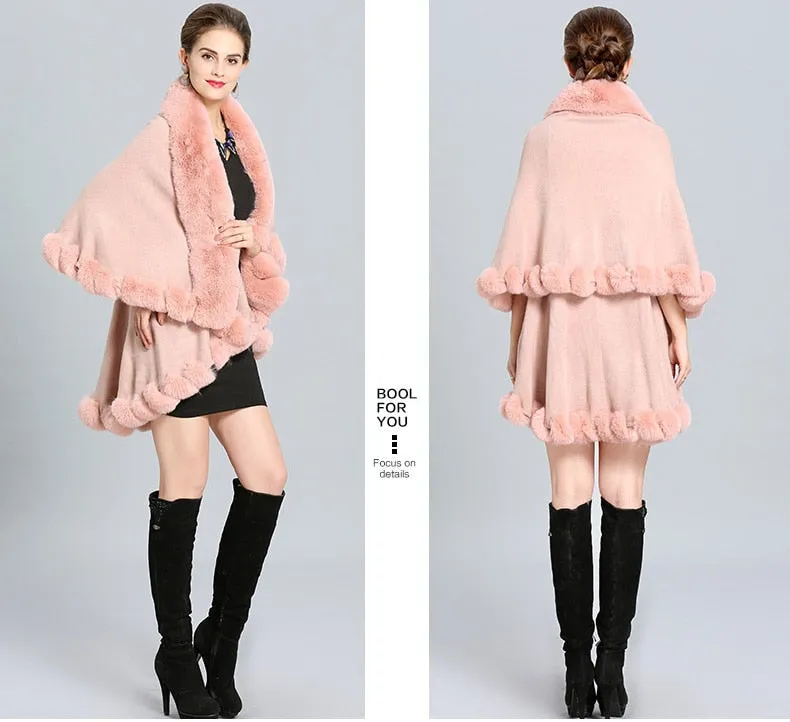 Double Layer Faux Fur Cape