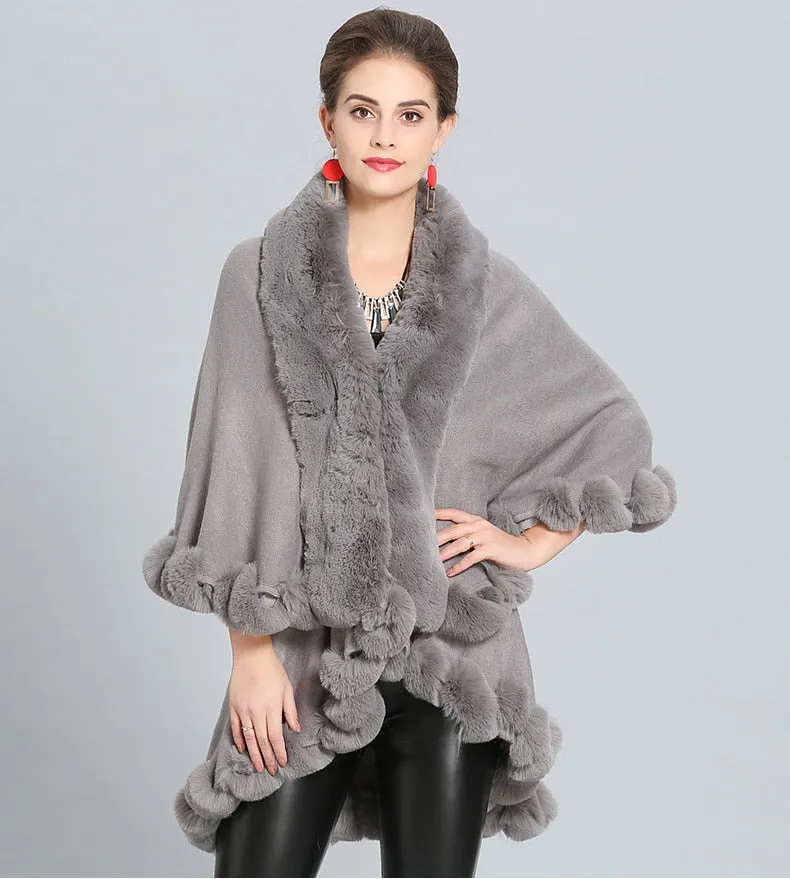 Double Layer Faux Fur Cape