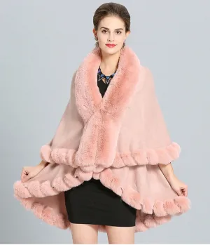 Double Layer Faux Fur Cape