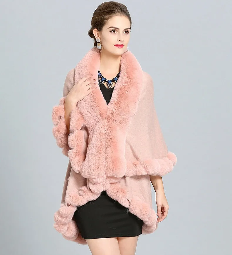 Double Layer Faux Fur Cape