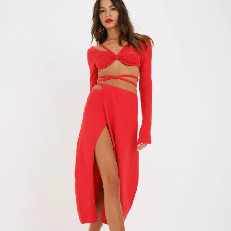 Edith Crop Sweater & Brady Midi Skirt - M (B) - L